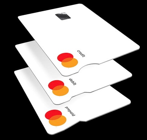 3 karty Mastercard s reliéfnou úpravou